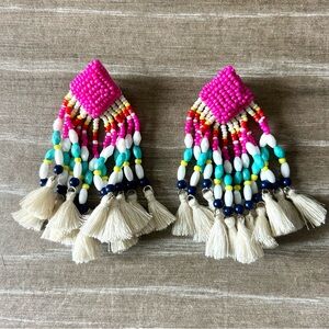 Colorful Beaded Tassel Earrings